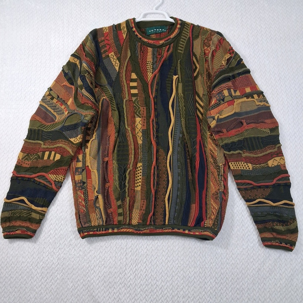 Tundra Knit Coogi Style Sweater Mens Size LT Multicolor.
